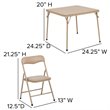 Pemberly Row 3 Piece Square Faux Leather Top Kids Folding Table Set in Tan
