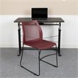 Pemberly Row Perforated Plastic Sled Base Stacking Chair in Burgundy