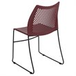 Pemberly Row Perforated Plastic Sled Base Stacking Chair in Burgundy
