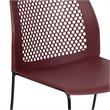 Pemberly Row Perforated Plastic Sled Base Stacking Chair in Burgundy