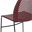 Pemberly Row Perforated Plastic Sled Base Stacking Chair in Burgundy