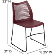 Pemberly Row Perforated Plastic Sled Base Stacking Chair in Burgundy