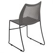 Pemberly Row Perforated Plastic Sled Base Stacking Chair in Gray