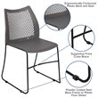 Pemberly Row Perforated Plastic Sled Base Stacking Chair in Gray