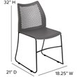 Pemberly Row Perforated Plastic Sled Base Stacking Chair in Gray