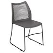 Pemberly Row Perforated Plastic Sled Base Stacking Chair in Gray