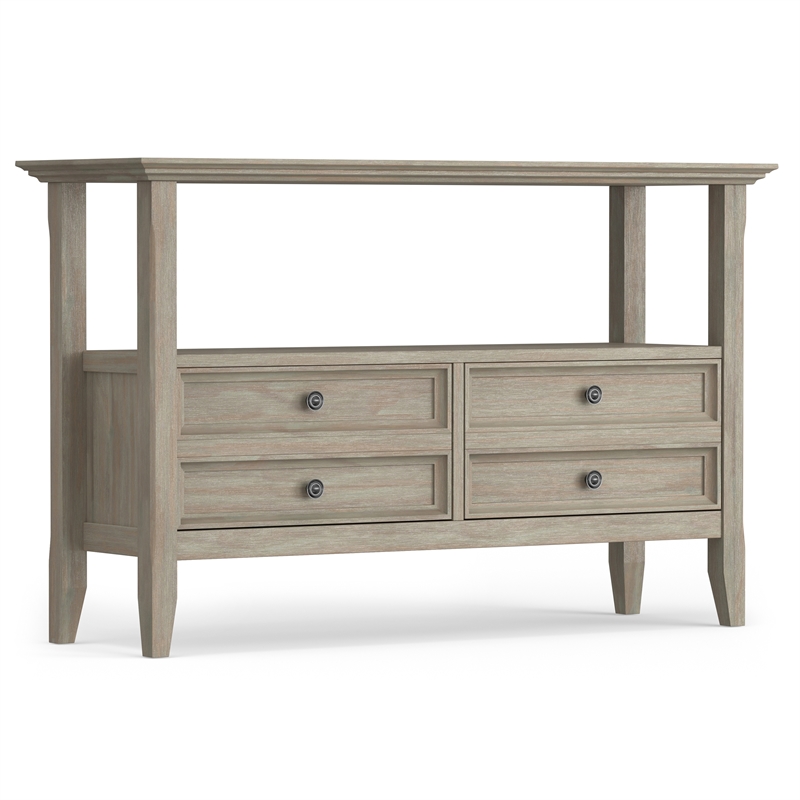 Pemberly Row Transitional Solid Wood Console Sofa Table - Distressed Gray