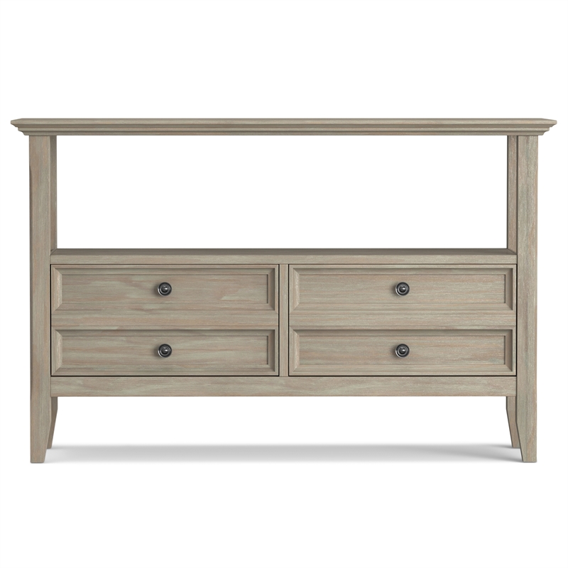 Pemberly Row Transitional Solid Wood Console Sofa Table - Distressed Gray