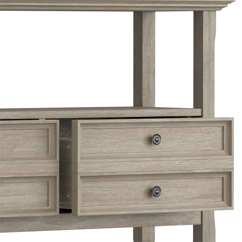 Pemberly Row Transitional Solid Wood Console Sofa Table - Distressed Gray