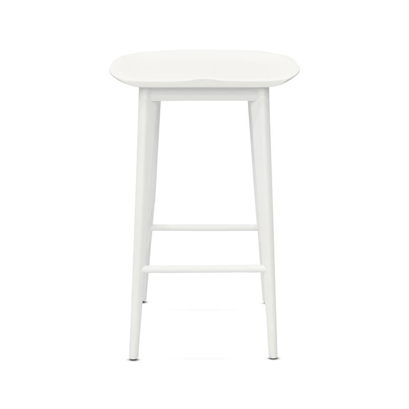 Pemberly Row Contemporary White Solid Acacia Wood Counter Stool