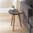 Pemberly Row Slate/Natural Matte Finish Round Accent End Table w/ Brown detail