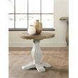 Pemberly Row Solid Wood Round End Table White Stain and Natural