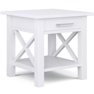 Pemberly Row 21&quot Square Contemporary Solid Wood End Table in White