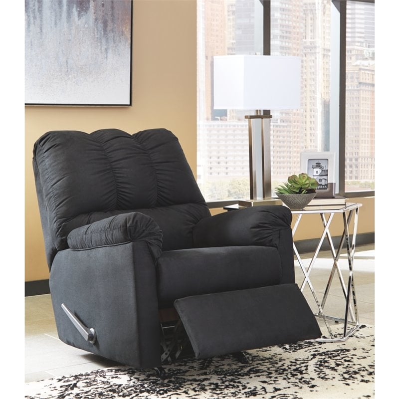 Pemberly Row Contemporary Transitional Rocker Recliner in Black