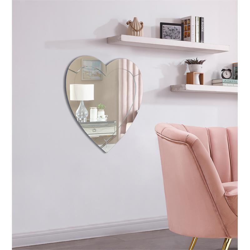 Pemberly Row Contemporary Transitional Heart Shaped Glass Mirror