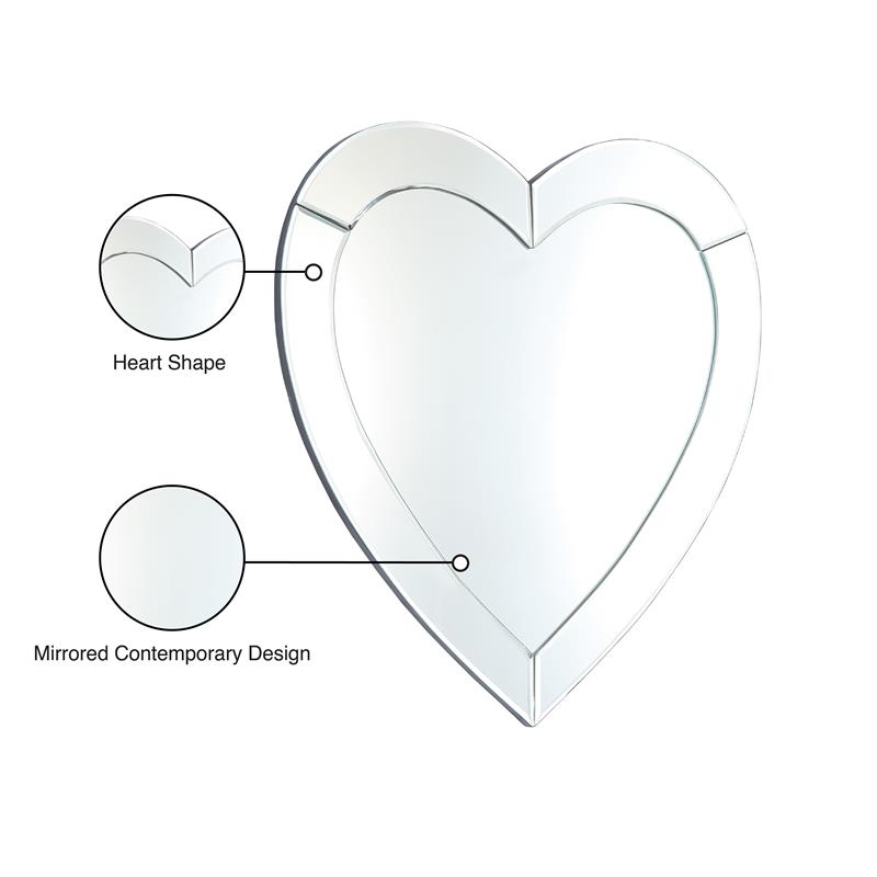 Pemberly Row Contemporary Transitional Heart Shaped Glass Mirror