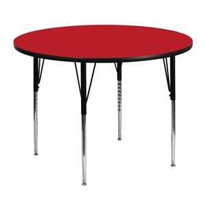 Pemberly Row 31&quot x 48&quot Round High Pressure Laminate Top Activity Table in Red