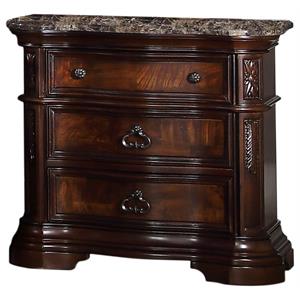 Pemberly Row Traditional Wood Bedrooom Nightstand in Walnut w/Marble Top