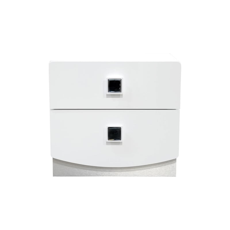 Pemberly Row 2-Drawer Poplar Wood Bedroom Nightstand in White Lacquer
