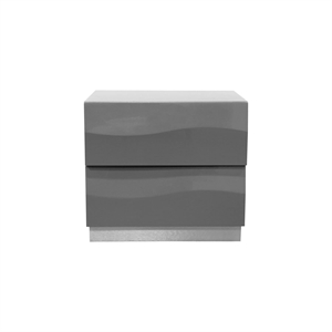 Pemberly Row 2-Drawer Poplar Wood Bedroom Nightstand in Gray High Gloss
