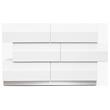 Pemberly Row 6-Drawer Poplar Wood Bedroom Dresser in White/Silver Base