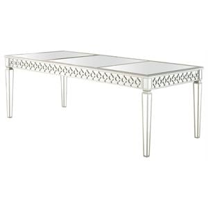 Pemberly Row Solid Wood Dining Room Table in Silver Mirrored