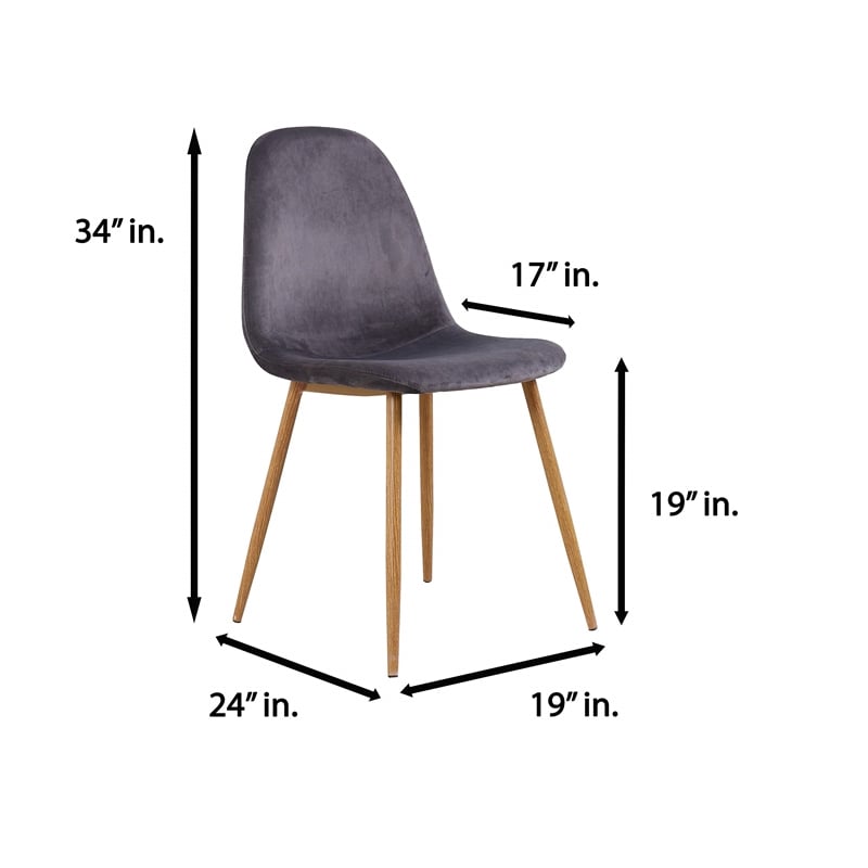 Pemberly Row Mid-Century Velvet Upholstered Dining Side Chair in Gray (Set of 4)