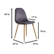 Pemberly Row Mid-Century Velvet Upholstered Dining Side Chair in Gray (Set of 4)
