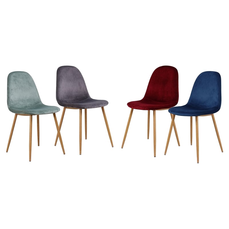 Pemberly Row Mid-Century Velvet Upholstered Dining Side Chair in Gray (Set of 4)