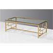 Pemberly Row Stainless Steel and Glass Coffee Table in Clear/Gold Base