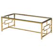 Pemberly Row Stainless Steel and Glass Coffee Table in Clear/Gold Base