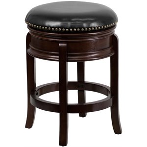 Pemberly Row 24&quot Leather Swivel Counter Stool in Black and Cappuccino