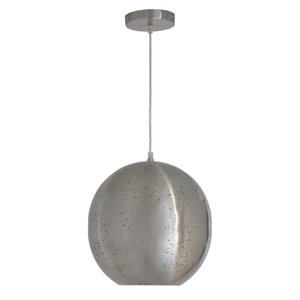 Pemberly Row Contemporary Metal Silver Pendant in Brushed Nickel