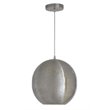 Pemberly Row Contemporary Metal Silver Pendant in Brushed Nickel