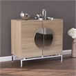 Pemberly Row Modern Mirror Panel Wooden Bar Cabinet in Natural