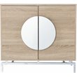 Pemberly Row Modern Mirror Panel Wooden Bar Cabinet in Natural