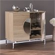 Pemberly Row Modern Mirror Panel Wooden Bar Cabinet in Natural