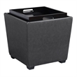 Pemberly Row Contemporary Storage Ottoman in Pewter Faux Leather