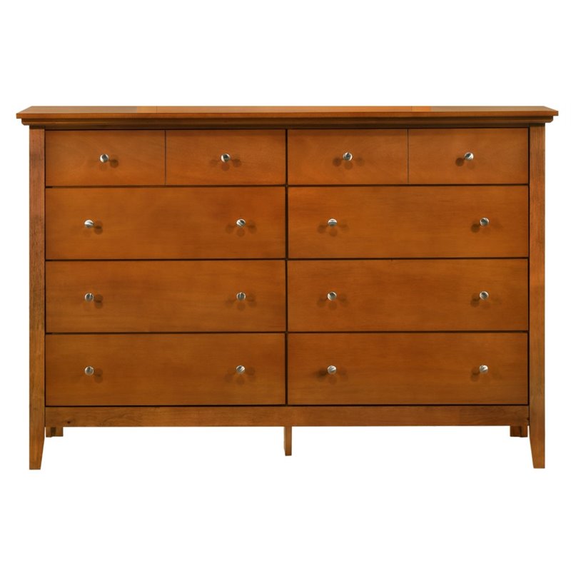 Pemberly Row Contemporary Transitional 8 Drawer Dresser in Oak