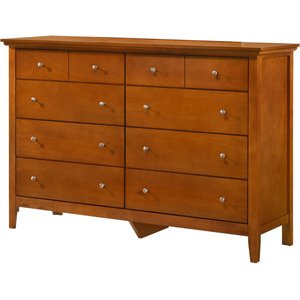 Pemberly Row Contemporary Transitional 8 Drawer Dresser in Oak