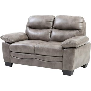Pemberly Row Modern / Contemporary Faux Leather Loveseat in Gray