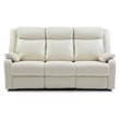 Pemberly Row Modern Faux Leather Double Reclining Sofa in Pearl