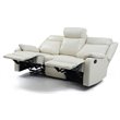 Pemberly Row Modern Faux Leather Double Reclining Sofa in Pearl