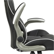 Pemberly Row Gaming Chair in Black Faux Leather with White Accents
