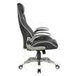 Pemberly Row Gaming Chair in Black Faux Leather with White Accents