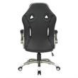 Pemberly Row Gaming Chair in Black Faux Leather with White Accents