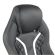 Pemberly Row Gaming Chair in Black Faux Leather with White Accents