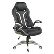 Pemberly Row Gaming Chair in Black Faux Leather with White Accents