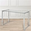 Pemberly Row Modern Transitional Glass Top Writing Desk in Silver