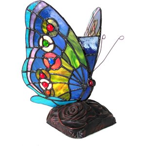 Pemberly Row 1 Tiffany-style 1 Light Butterfly Accent Table Lamp 10&quot Tall